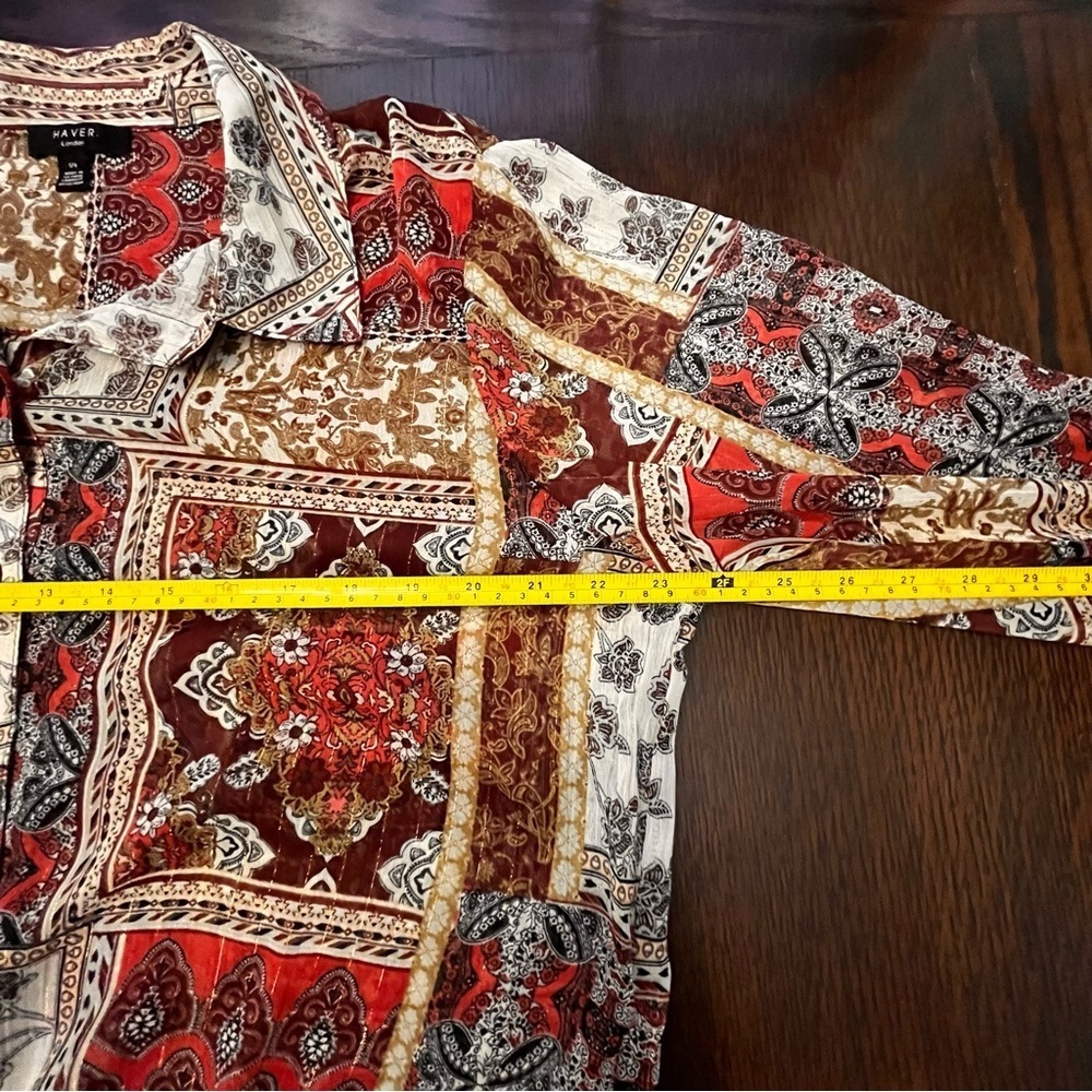 Haver London Sheer Tiered Women’s Blouse   size oversized large Front Tie - Picture 6 of 6